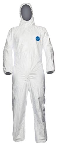 vêtements de survie spécialisés "dupont tyvek 500 xpert xl combinaison anti chimique robuste et légère, catégorie iii, blanc à capuche, type 5 b/6 b"