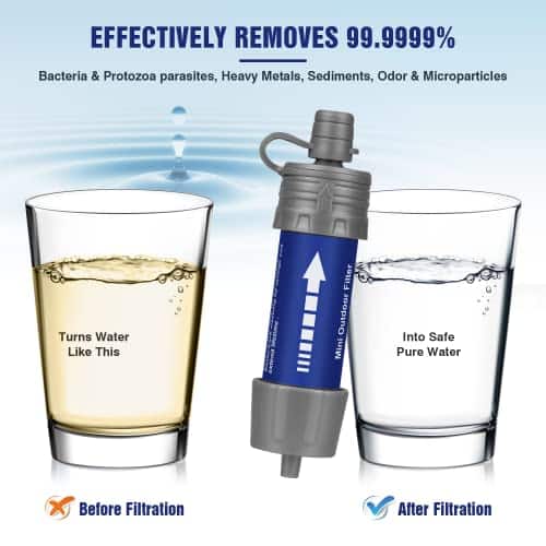 système de filtration eau portable "purificateur d'eau portable enoneo 5000l solution de survie essentielle pour camping & randonnée, élimine 99,99% des bactéries"