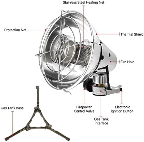 chauffage portable de tente "mini chauffage gaz portable bilbear : idéal pour camping, randonnée et pêche hivernale réchauffeur extérieur convection"