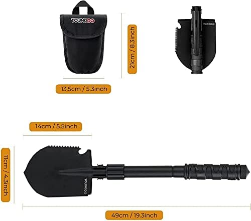 pelle tactique de survie pelle multifonction youngdo 10 en 1, idéale pour camping & jardinage modèle pliant avec 2 poignées