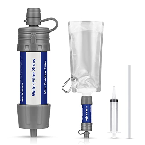 système de filtration eau portable "purificateur d'eau portable enoneo 5000l solution de survie essentielle pour camping & randonnée, élimine 99,99% des bactéries"