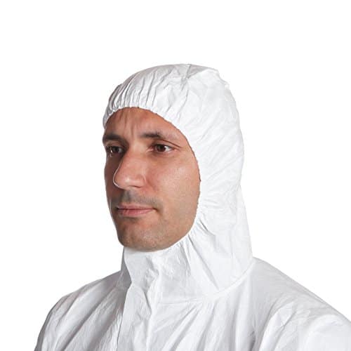 vêtements de survie spécialisés "dupont tyvek 500 xpert xl combinaison anti chimique robuste et légère, catégorie iii, blanc à capuche, type 5 b/6 b"