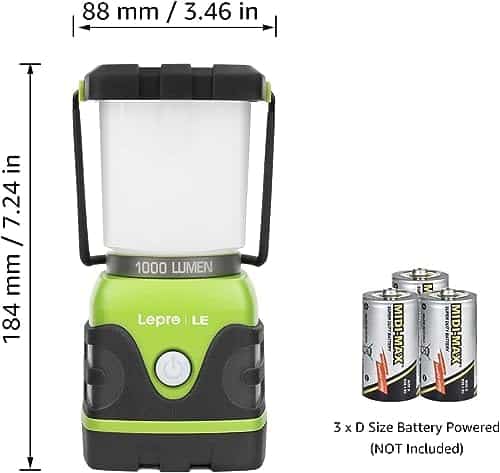 lampe de poche solaire "lanterne led lepro 1000lm lampe de camping puissante, Étanche et réglable idéale pour bivouac, randonnée, pêche, cave"