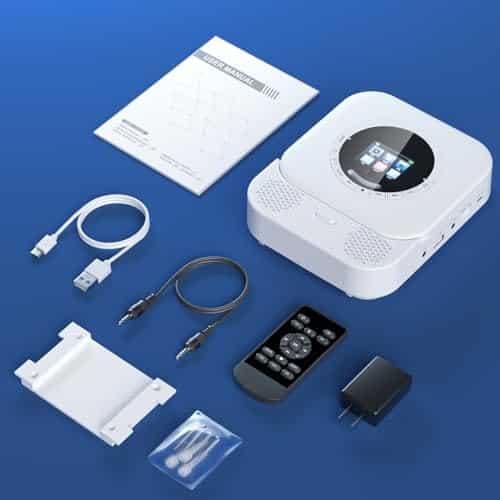 Émetteur récepteur portable "cd portable hifi avec bluetooth et écran led radio fm, haut parleurs intégrés (blanc)"