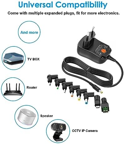 chargeur universel pour appareils de survie "adaptateur polyvalent ac 12w ultra puissant pour Électroniques et téléphones portables compatible ordinateur, tv, audio, led et cctv"