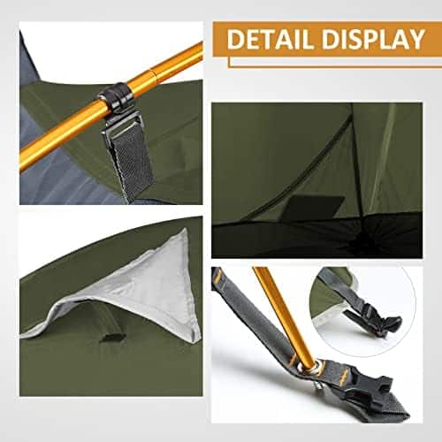 tente quatre saisons "tente ultra légère bessport pour 1/2/3 personnes installation facile et rapide, 4 saisons, imperméable et ventilée idéale pour camping, randonnée et pique nique"
