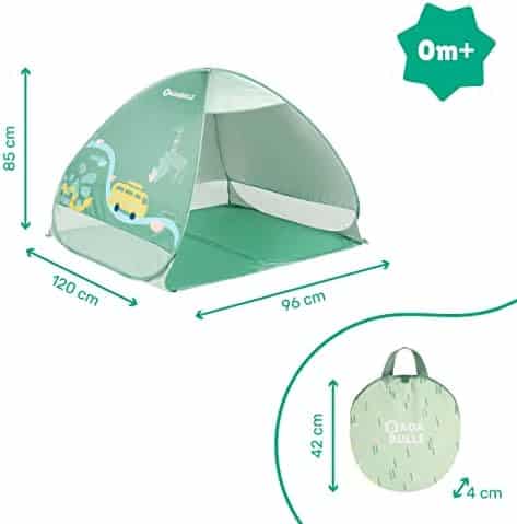 tente anti uv "badabulle tente pop up bébé anti uv fps 50+ vert idéale pour la plage!"