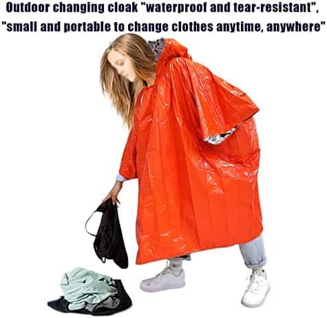 poncho de survie thermique "ponchos de survie thermiques ninth c (lot de 4) imperméables pour randonnée et camping 100 x 135 cm, orange"