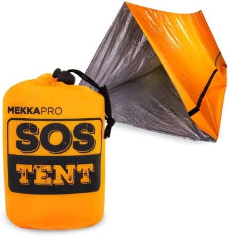 tente de survie haut de gamme "tente thermique 2 personnes mekkapro abri d'urgence réutilisable pour randonnée & bivouac orange"