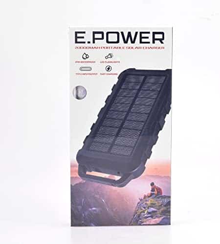 batterie externe solaire "power bank solaire 20000mah chargeur rapide 3 ports usb, entrée usb c, imperméable idéal pour téléphone, ordinateur et camping couleur gris"