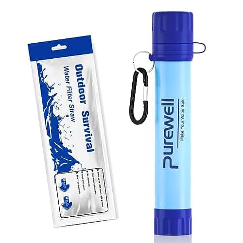 filtre à eau portable "purewell purificateur d'eau portable ultra efficace 0.01microns filtre 4 Étapes idéal pour camping, randonnée et voyage"
