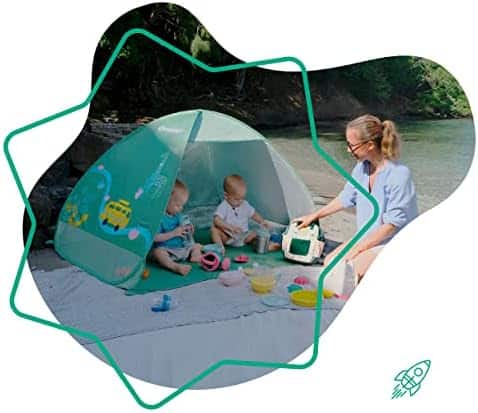 tente anti uv "badabulle tente pop up bébé anti uv fps 50+ vert idéale pour la plage!"