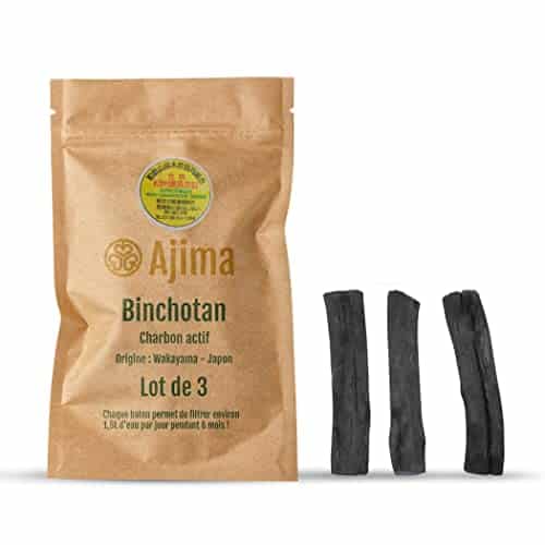 système de filtration au charbon pour lʼeau "3x baton bio purificateur d'eau en vrai chêne wakayama charbon actif binchotan ajima filtration naturelle 1.5l par baton"