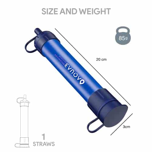 paille traitement eau filtre à eau survie portable "aquab" 4500l, elimine 99,99% bactéries kit militaire pour randonnée et camping