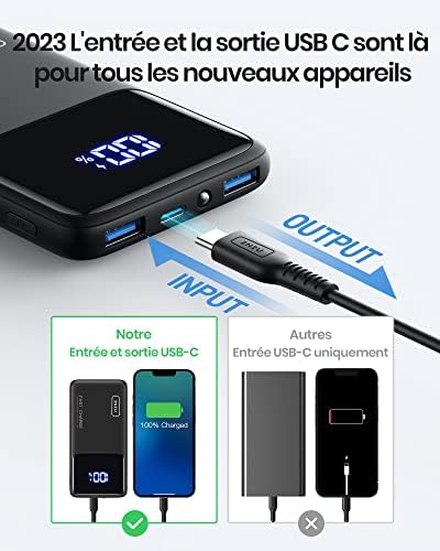 batterie de secours robuste "iniu power bank 22.5w 10500mah charge rapide compatible iphone 15 14 13 12, samsung, ipad pro"