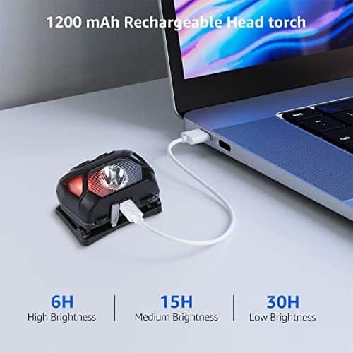 lampe frontale étanche "d500 lampe frontale led puissante, rechargeable usb, 6 modes lumière blanche/rouge, ipx6 idéale pour cyclisme, camping duo pack"