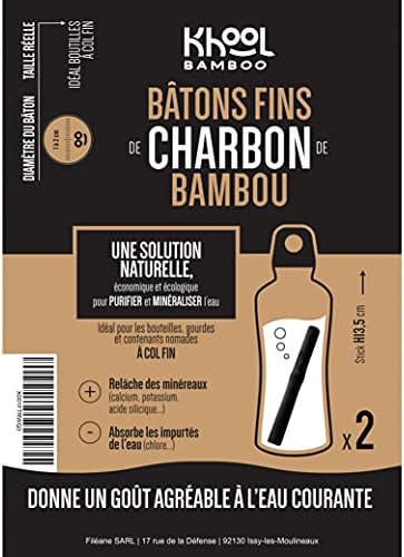 filtre à charbon portable pour eau "charbons de bambou khool | duo purificateur d'eau | améliore le goût"