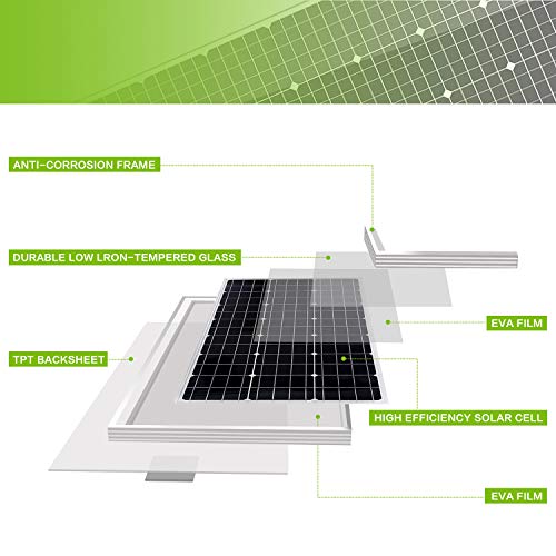 système dʼalimentation solaire portable "kit solaire 20w 12v monocristallin pour bateau/rv module photovoltaïque + chargeur batterie 10a"