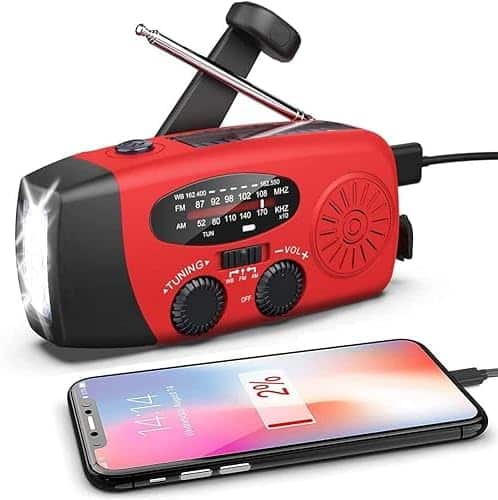 radio solaire de survie "radio solaire d'urgence 2000mah, am/fm/wb, lampe led, manivelle, usb idéale pour l'extérieur"