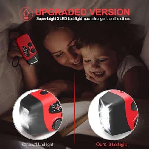 radio solaire de survie "radio solaire d'urgence 2000mah, am/fm/wb, lampe led, manivelle, usb idéale pour l'extérieur"