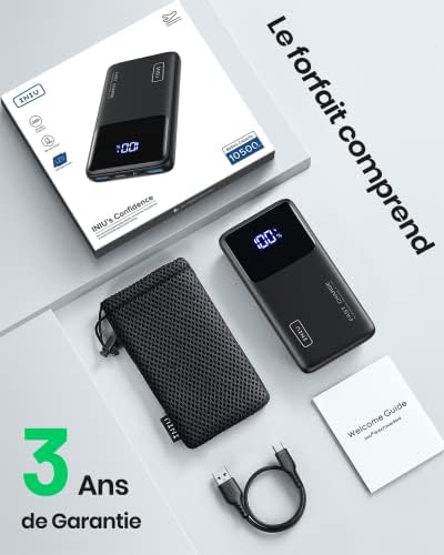 batterie de secours robuste "iniu power bank 22.5w 10500mah charge rapide compatible iphone 15 14 13 12, samsung, ipad pro"