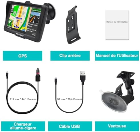 gps de poche pour outdoor "gps 7" pour poids lourds et voiture navigation tactile avec 52 cartes européennes intégrées"