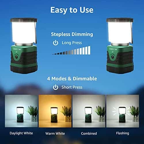 lanterne de camping rechargeable "lanterne led 1000lm lepro rechargeable et puissante pour camping, bricolage et secours 3 modes d'Éclairage 360°, etanche & portable"