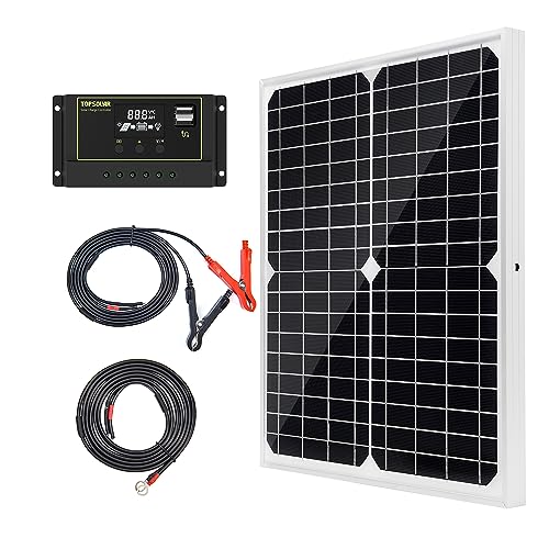 système dʼalimentation solaire portable "kit solaire 20w 12v monocristallin pour bateau/rv module photovoltaïque + chargeur batterie 10a"