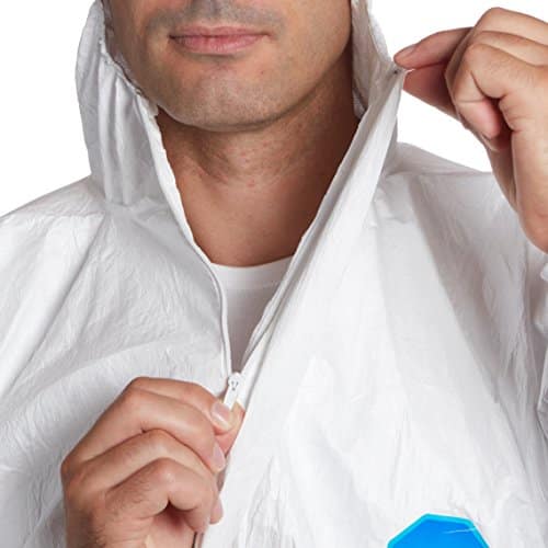 vêtements de survie spécialisés "dupont tyvek 500 xpert xl combinaison anti chimique robuste et légère, catégorie iii, blanc à capuche, type 5 b/6 b"