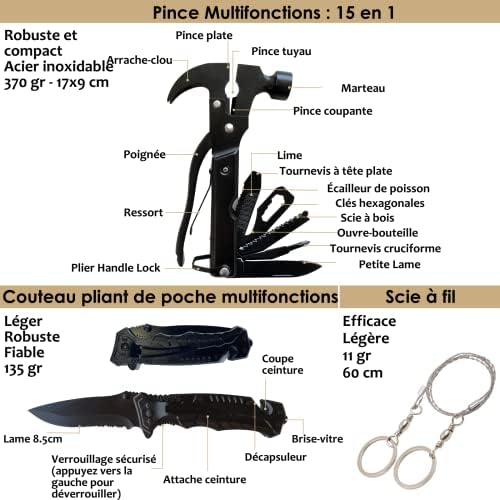 kit de survie "kit de secours ultra complet 16 outils multifonctions 60+ pièces, léger beige"
