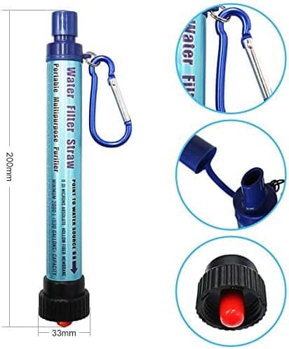 paille filtre eau de survie "filtre eau defe 2000l: ultra efficace contre 99,9% des bactéries pour randonnée & camping"