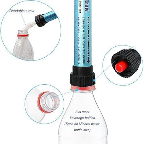 paille filtre eau de survie "filtre eau defe 2000l: ultra efficace contre 99,9% des bactéries pour randonnée & camping"