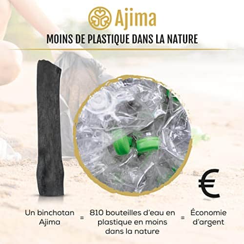 système de filtration au charbon pour lʼeau "3x baton bio purificateur d'eau en vrai chêne wakayama charbon actif binchotan ajima filtration naturelle 1.5l par baton"