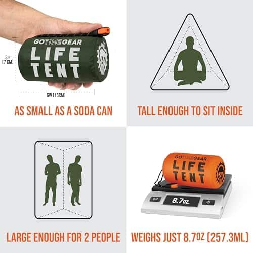 ration de survie "abri de survie urgence tente life gear go time"