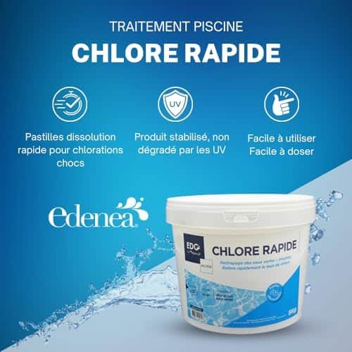 pastilles de chlore pour traitement de lʼeau "chlore choc action rapide edg access 5kg pour eau verte traitement piscine"