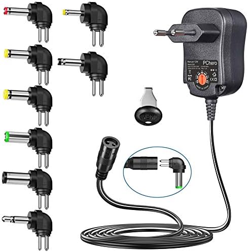 chargeur universel pour appareils de survie "adaptateur universel pchero 12w avec usb ca/dc 3v 12v et 8 embouts pour maison 1,2a max"