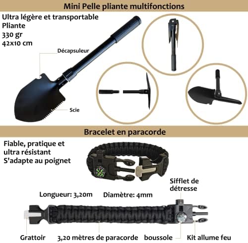 kit de survie "kit de secours ultra complet 16 outils multifonctions 60+ pièces, léger beige"